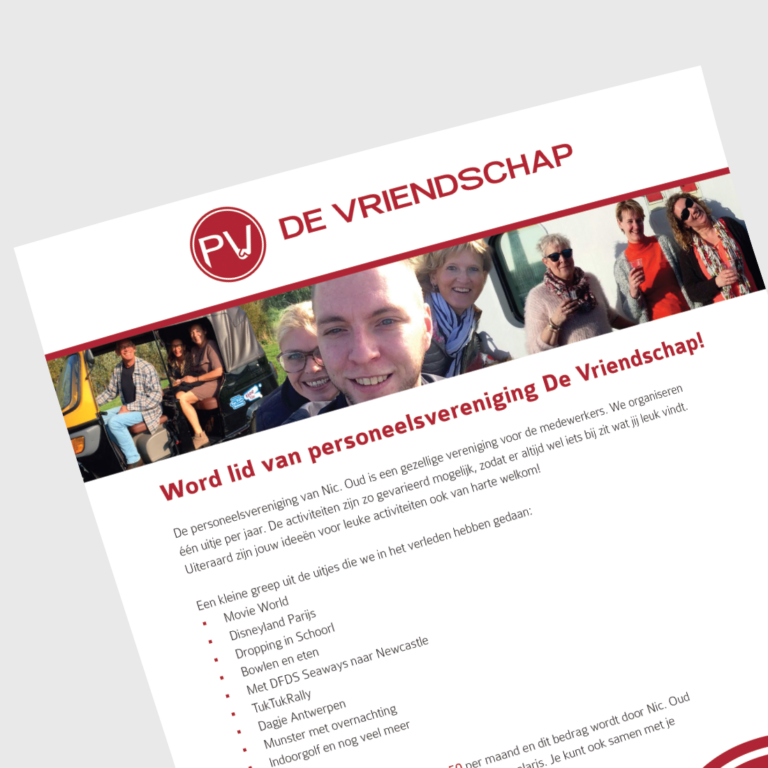 PV Personeelsvereniging De Vriendschap logo op brief